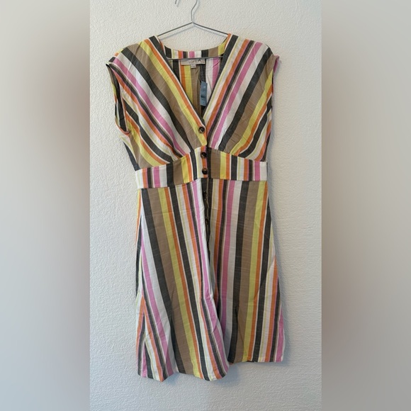 New LOFT Colorful Buttoned Sundress Cap Sleeves, V-neck Size 6 Petite - Picture 3 of 10